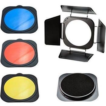 PhotoSEL BNS84BHC - Kit reflector estándar fotográfica de viseras con rejilla y filtros de gel para FRS558