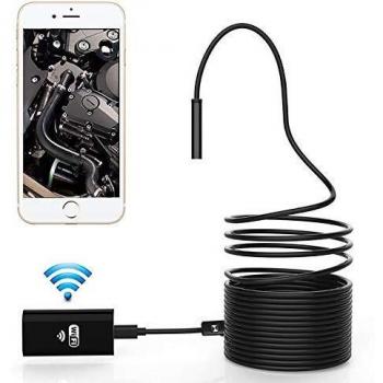 Endoscopio Wifi Inalámbrico - Mini Cámara Impermeable Compatible con iOS, Android, Mac y Windows - Longitud 1 Metro