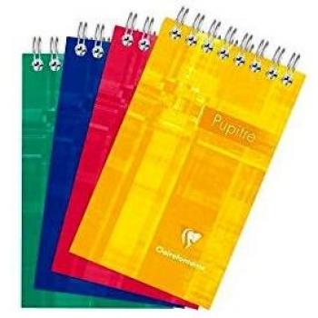 Bloc Pupitre Espiral Clairefontaine 75x127 mm - 120 Páginas Cuadradas - Papel 90g