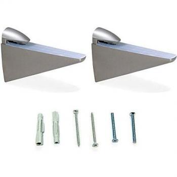 Emuca 4009225 - Lote de 2 soportes mod. Halcon para estante de madera o cristal de espesor 8-40mm acabado pintado aluminio