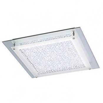 Plafón Cuadrado LED 18W 4000K Cromo Pulido y Cristal 36cm con Garantía de 3 Años