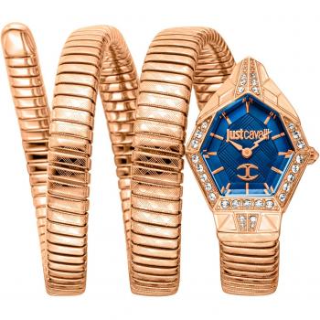 Just Cavalli Women's Mesmerizing Blue Dial Analog Watch with Rose Gold Strap