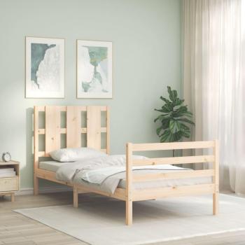 Estructura de cama con cabecero madera maciza 90x200 cm Vidaxl Marrón