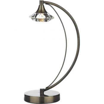 Lámpara de mesa Luther latón antiguo y cristal 1 bombilla G9
