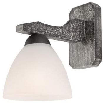Lámpara de Pared Adriano, Acero y Madera con Vidrio, Gris, 21x21x21 cm
