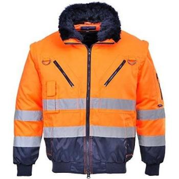 Cazadora 3 en 1 de Alta Visibilidad Portwest Naranja / Marino XXL