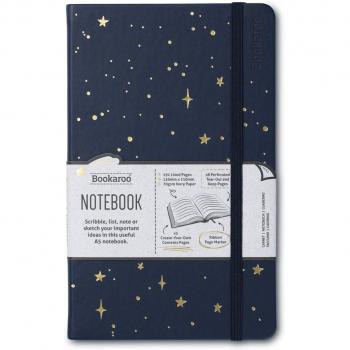 Libreta de cuero PU tamaño A5 con diseño de lunas y estrellas