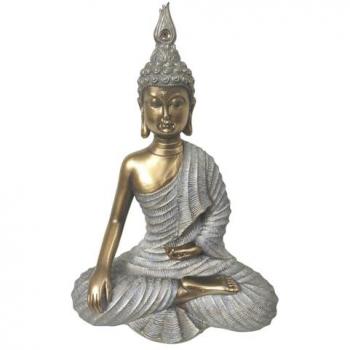 Figura de Buda Gris en Resina Alta Calidad - 33x22x12cm