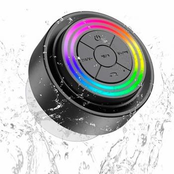 Altavoz Bluetooth Portátil Impermeable IP67 con Ventosa y RGB - Ideal para Ducha - Color Negro