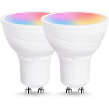 Lohas GU10 WiFi inteligente bombilla, funciona con Alexa, Google casa, 5W=50W reflector bombilla, RGB+luz blanca cálida de luces cambian de Color luz, controlado por Smart dispositivos, 2 unidades