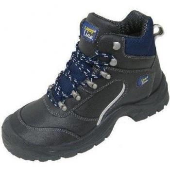 Zittauin S3 - Botas de seguridad S3 con cordones, piel lisa, puntera de acero, suela antideslizante de PUR, talla 39, color negro y azul