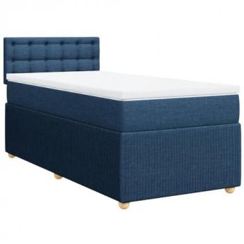 Cama Box Spring con colchón de tela azul 90x200 cm