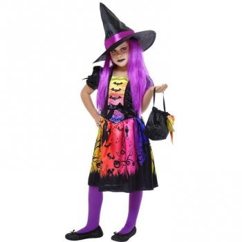 Disfraz de Bruja Encantada Púrpura para Niña Talla S