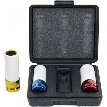 Juego de 3 Vasos de Impacto para Ruedas de Aluminio, Anclaje Cuadrado 12,5 mm (1/2), Medidas SW 17 - 19 - 21 mm
