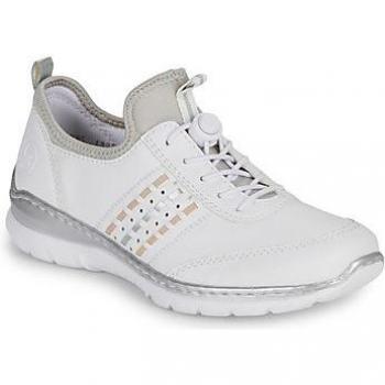 Zapatillas Slip-On Rieker L3259-80 Blancas para Mujer, Talla 39, Cuero Sintético y Textil