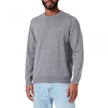 Jersey de Punto GANT Hombre - Classic Cotton Cuello Redondo - 100% Algodón - Color Gris Oscuro Melange - Talla XXXL