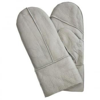 Infinity Leather Unisex Genuine Sheepskin Grey Mittens - Warm Gloves Size Small
