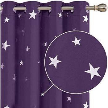 Deconovo Cortinas Opacas con Aislamiento Térmico para Salón Oficina Hotel Decorativas con Ojales 2 Piezas 168x183cm Púrpura Oscuro