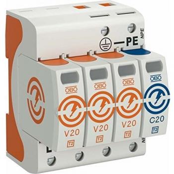 Limitador de Sobretensión OBO V20 3 Polos + NPE 20 kA IP20 280V