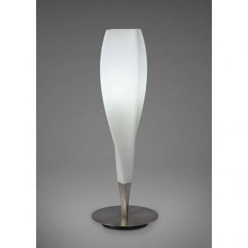 Lámpara de sobremesa Neo 1 bombilla E27, níquel satinado / cristal blanco esmerilado