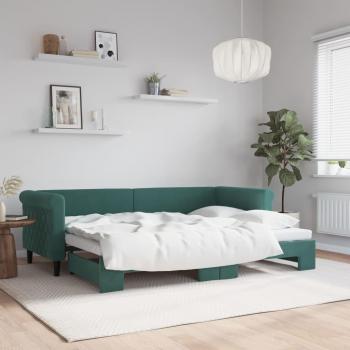 Sofá cama nido de terciopelo verde oscuro con cama extraíble 80x200 cm