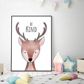 Danjiao Lindo Lienzo De Animales De Guardería Cuadro De Arte De Pared Cuadro Moderno León Conejo Jirafa Zorro Póster E Impresión Decoración De Dormitorio De Bebé Sala De Estar Decor 60x90cm