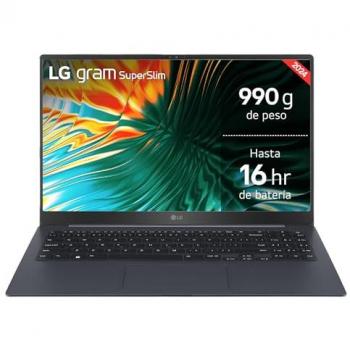 Portátil Ultraligero LG Superslim 15.6 OLED, Intel Core Ultra 7, 32GB RAM, 1TB SSD, Batería hasta 16h, Windows 11 Home, Teclado Q