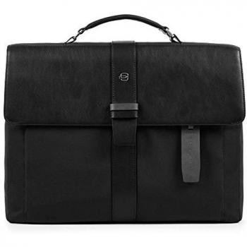 Piquadro Hexagon Bolsa escolar, 40 cm, Negro