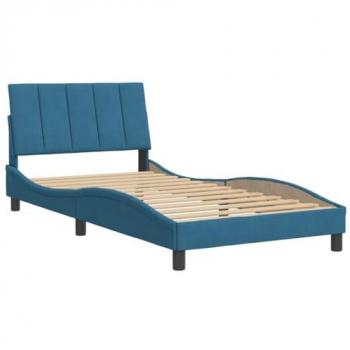 Estructura de cama con cabecero terciopelo azul 100x200 cm