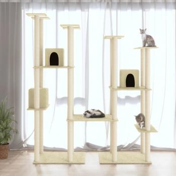 Rascador para gatos Árbol con postes de sisal color crema 174 cm