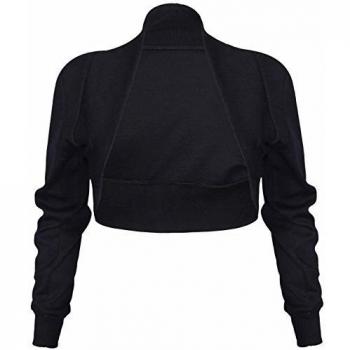 NUEVO Mujer Manga Larga. übergröße Bolero hombro Chaqueta Mujer Stretch Recorte de punto chaqueta Top negro xx-large