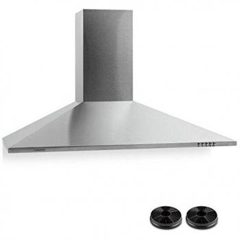 Campana Extractora Klarstein TR90WS con Filtro de Carbón Activo, 340m³/h, 2 Lámparas Halógenas de 20W