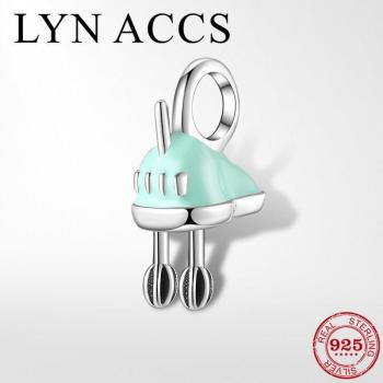 Utensilios de Cocina de Plata de Ley 925 - Batidor de Huevos Colgante para Pulseras LYNACCS, Cuentas DIY para Fabricación de Joyas