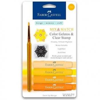 Faber-Castell 121801 - Blíster con 4 gelatos, pincel y sello, color amarillo
