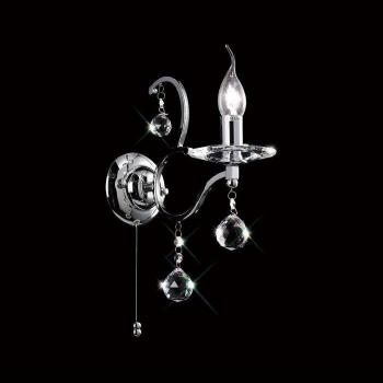 Aplique Zinta - Lámpara de pared con interruptor, 1 bombilla, cromo pulido y cristal