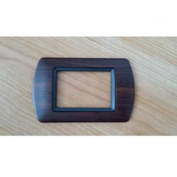 Placas ABS Compatibles para Tapa de Enchufe Master Modo Colorra - Madera Oscura - 3 Orificios