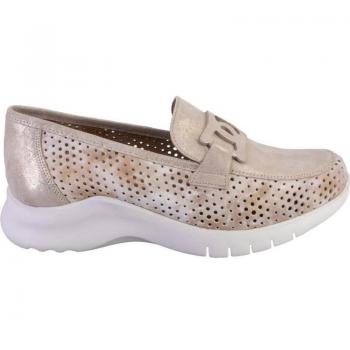 PIESANTO 240718 Mocasín de mujer beige en piel
