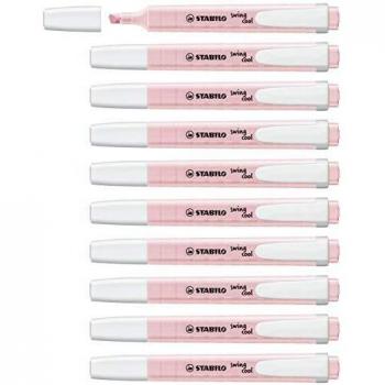 STABILO Swing Cool Pastel Marcador Fluorescente Rosa Punta de Cincel 10 Piezas