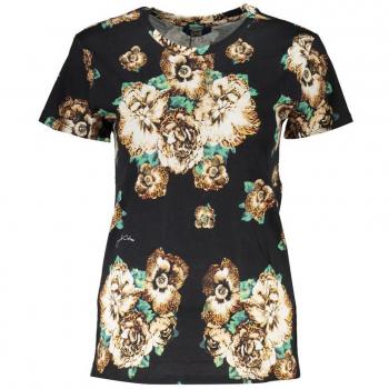 Cavalli Class Black Cotton Crew Neck T-Shirt - Female, Multicolor, Size: XS