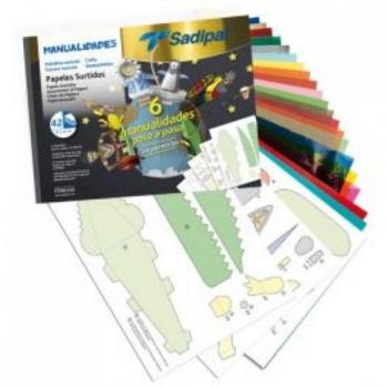 Bloc de Manualidades Sadipal con Plantillas Paso a Paso - 42 Hojas Surtidas de Papeles para Creatividad - 32 x 24 cm Modelo 06200