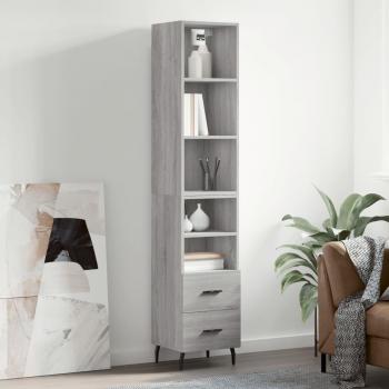Aparador alto de madera multicapa gris Sonoma 34,5x34x180 cm