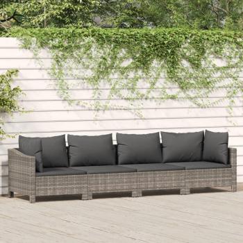 vidaXL 4 Piece Grey Poly Rattan Garden Lounge Set with Cushions