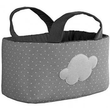 Funny Baby 623179 - Cesta botellero 33 x 17 x 17 cm, diseño motas y nubes, color gris