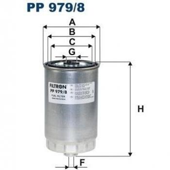 Filtro de combustible FILTRON PP 979/8, tipo: Filtro de combustible, características: diseñado para filtrar impurezas del combustible, compatible con diversos modelos de vehículos, alta eficiencia en la retención de partículas, fácil instalación y