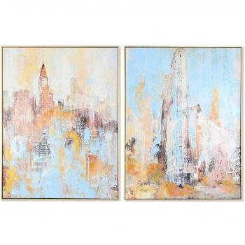 Cuadro DKD Home Decor 60 x 3,5 x 80 cm Ciudad Loft (2 Unidades)