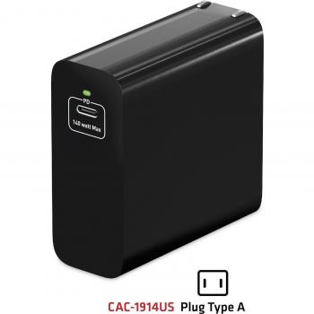 Cargador de viaje Club3D 140W con tecnología GaN, puerto único USB Tipo-C y soporte Power Delivery 3.1