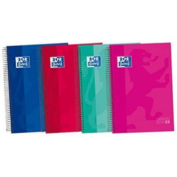 Pack de 5 Cuadernos Espiral A4+ Microperforados con Tapa Extradura, 120 Hojas Blancas y Colores Surtidos