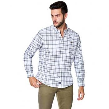 Camisa Oxford de Hombre Spagnolo Corte Regular Cuadros Azul