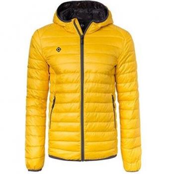 Izas Florenz Chaqueta de Pluma con Capucha para Hombre, Amarillo/ Gris Oscuro, M