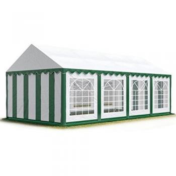 Carpa para fiestas Toolport 4x8 m, lona PVC 700 N impermeable, color verde-blanco